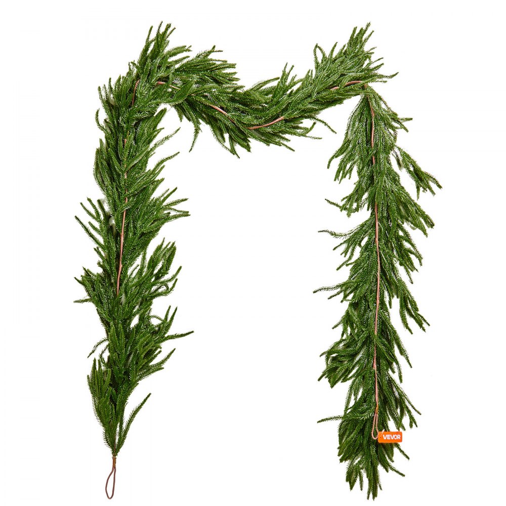VEVOR Guirnalda Navideña de Pino Largo de 2750 mm Guirnalda Artificial de Plantas Decoración para Navidad en Interior y Exterior Ramas de Pino Corona para Escaleras, Chimeneas, Puertas, Barandillas