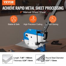 VEVOR Cizalla Manual para Chapa de Metal 190 mm Procesamiento de Chapa Q235