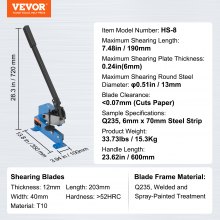 VEVOR Cizalla Manual para Chapa de Metal 190 mm Procesamiento de Chapa Q235