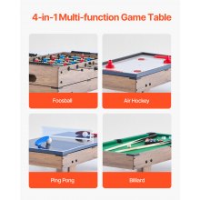 VEVOR Mesa de Hockey de Aire Combinada 4 en 1 de 82 cm Futbolín Ping Pong Billar