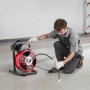 VEVOR Desatascador Eléctrico de Tuberías 15 m x 13 mm con Alimentación Manual por Cable de Acero, con 4 Cabezales para Fregadero WC, Pedal Neumático y Alcantarillado para Tuberías de 50 mm a 150 mm