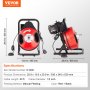 VEVOR Pipe Cleaning Machine 50 FT x 1/2 Inch, Manual Pipe Cleaning Spiral – with 4 Cutters and Air-Activated Foot Switch for 2 to 4 Inch Pipes