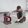 VEVOR Desatascador Eléctrico de Tuberías 23 m x 13 mm con Alimentación Manual por Cable de Acero, con 4 Cabezales para Fregadero WC, Alcantarillado y Pedal Neumático para Tuberías de 50 mm a 150 mm