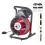 VEVOR Desatascador Eléctrico de Tuberías 23 m x 13 mm con Alimentación Manual por Cable de Acero, con 4 Cabezales para Fregadero WC, Alcantarillado y Pedal Neumático para Tuberías de 50 mm a 150 mm
