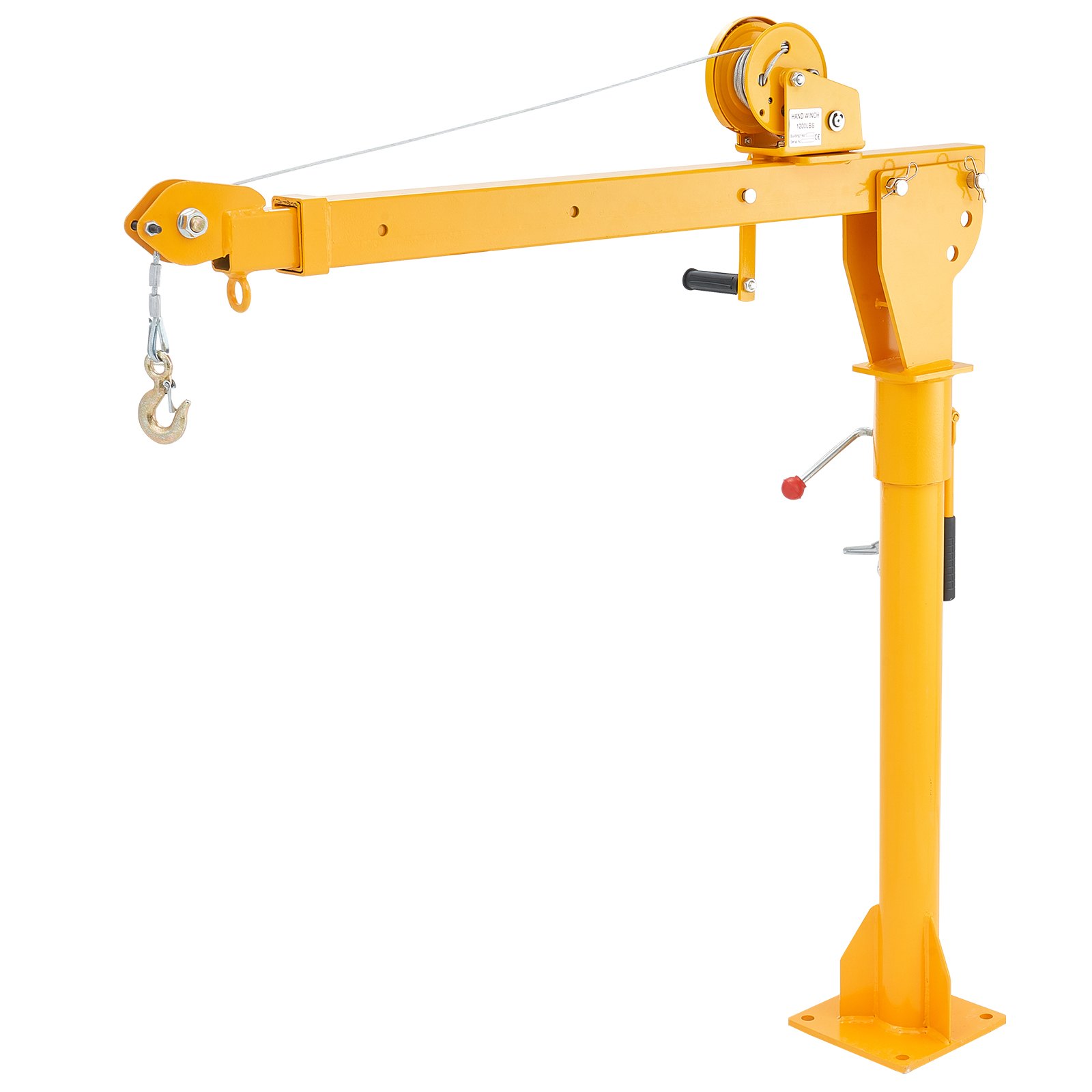 VEVOR Grúa Manual para Camión Carga de 499kg Grúa Plegable para Plataforma de Camión con Cabrestante manual, Grúa de Pluma de Acero para Camioneta con Giro de 360° para Levantar Mercancías en Fábrica