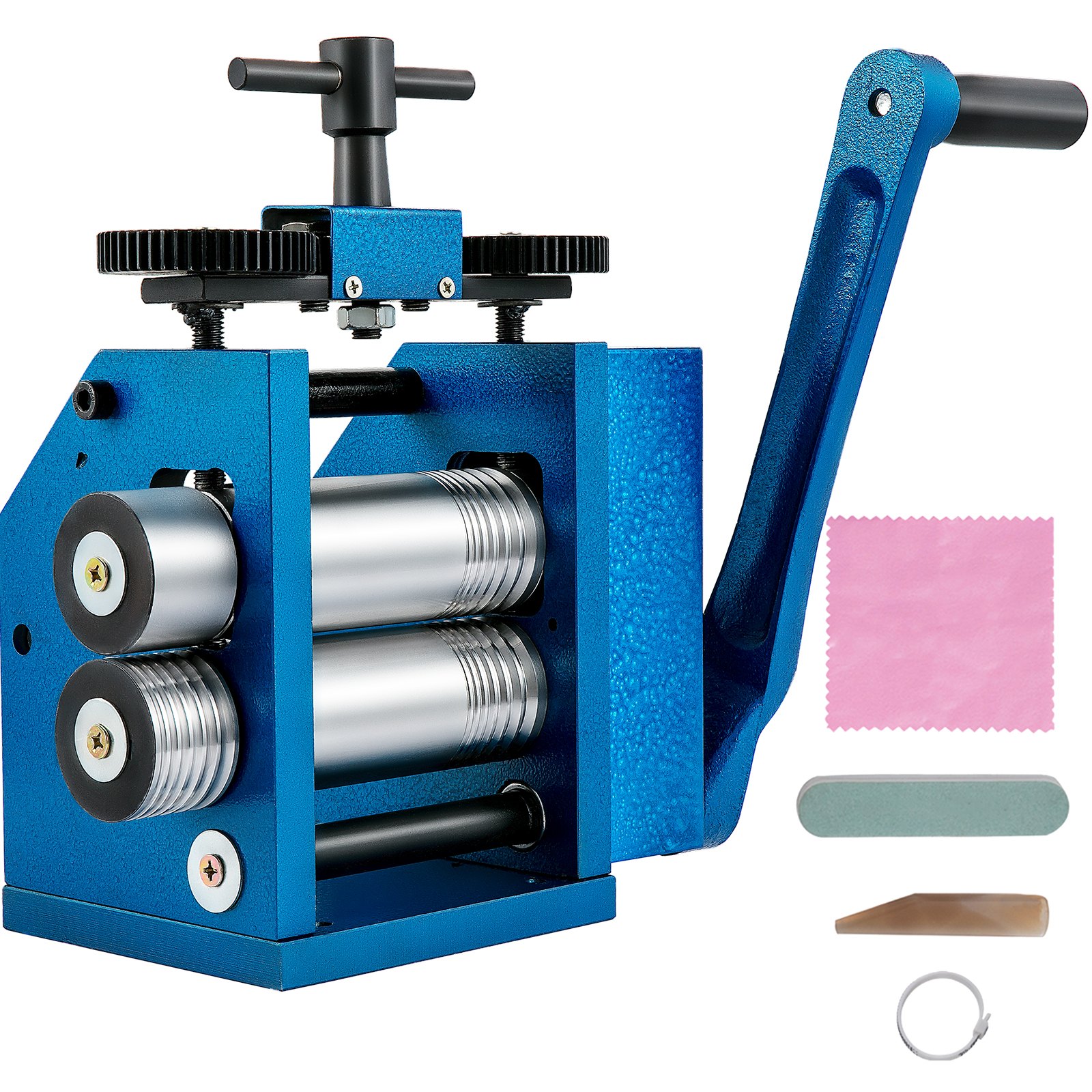 VEVOR Máquina de Laminación Combinada Manual 112mm 4 Formas de Ranuras Combinación Joyería Laminador de Rodillos 112x48cm Máquina de Laminación de Joya para Laminado de Alambre de Hoja Metálica