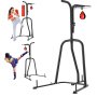 VEVOR Soporte para Saco de Boxeo Estación de Boxeo Independiente de Acero Carga de 181 kg Soporte para Saco de Arena y Saco de Velocidad Altura Ajustable Equipo de Fitness para Gimnasio 126x143x214 cm