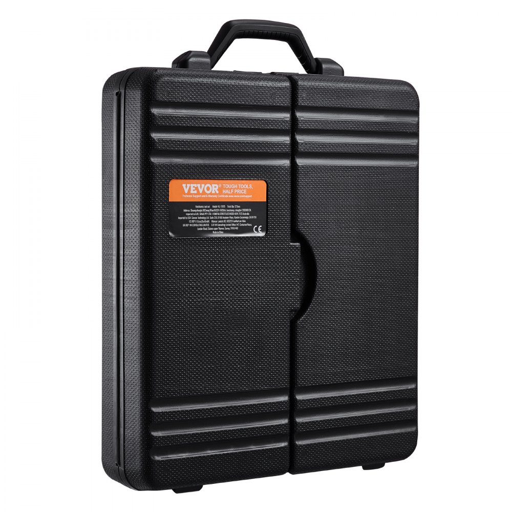 VEVOR 221 PCS Kit de Herramientas Mecánicas SAE y Métricas con Dados con Impulsión, Puntas, Llaves, Mango de Trinquete, Accesorios y Estuche de Almacenamiento de Plástico para Reparación de Automóvil