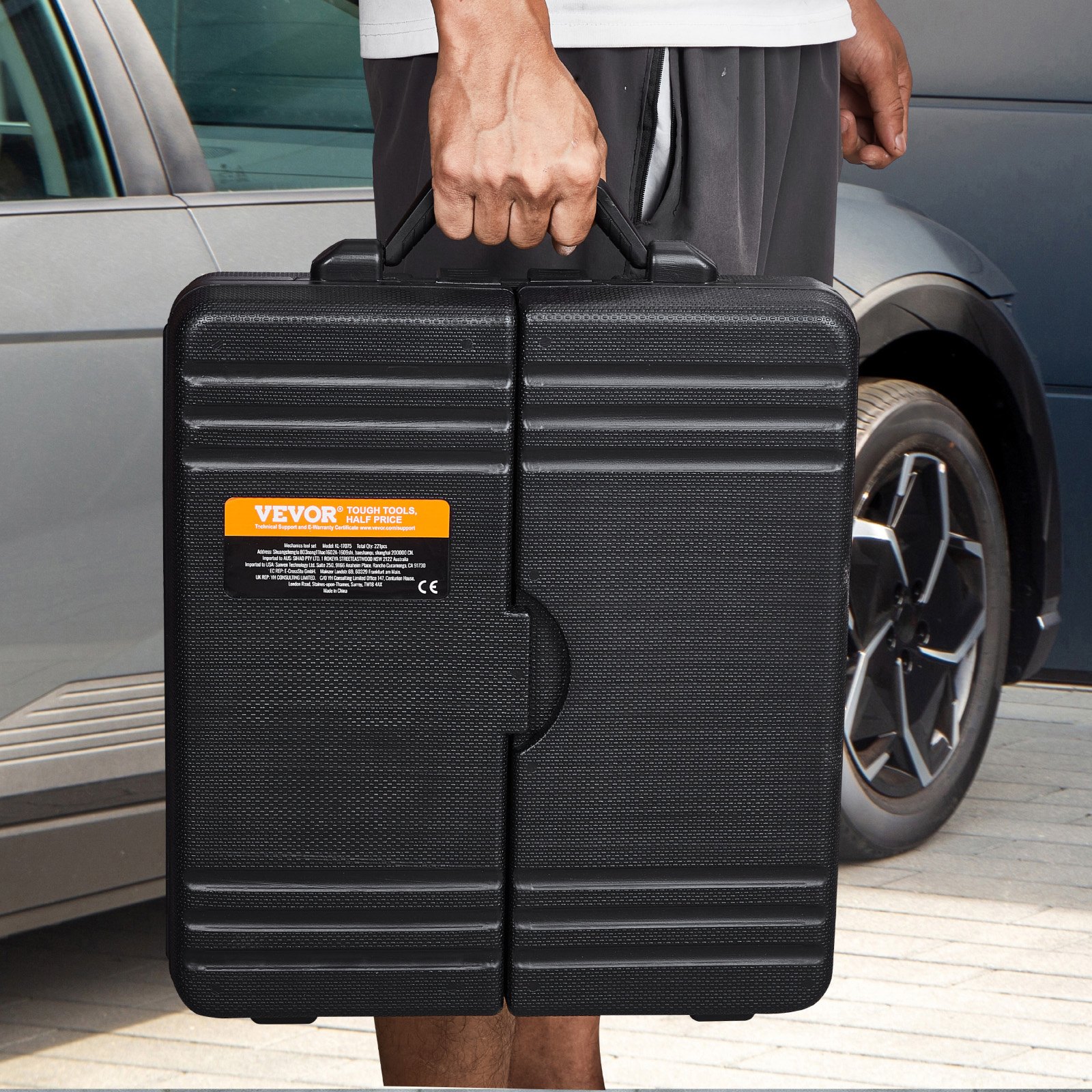 VEVOR 221 PCS Kit de Herramientas Mecánicas SAE y Métricas con Dados con Impulsión, Puntas, Llaves, Mango de Trinquete, Accesorios y Estuche de Almacenamiento de Plástico para Reparación de Automóvil