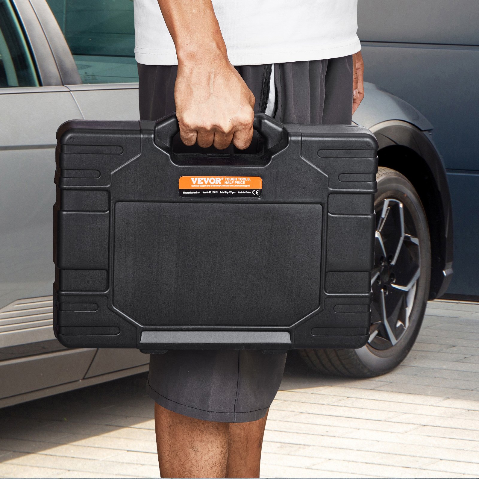 VEVOR 121 PCS Kit de Herramientas Mecánicas SAE y Métricas con Dados con Impulsión, Puntas, Llaves, Mango de Trinquete, Accesorios y Estuche de Almacenamiento de Plástico para Reparación de Automóvil