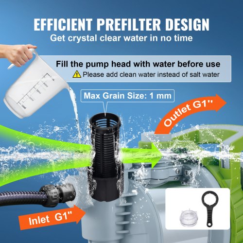 VEVOR Bomba de Chorro de Refuerzo 1100 W Bomba de Jardín Portátil 4560 L/h Bomba de Pozo Poco Profundo Acero Inoxidable 230 V Altura de Elevación 45m Presión 4,5 bar para Riego Trasvase de Agua Césped