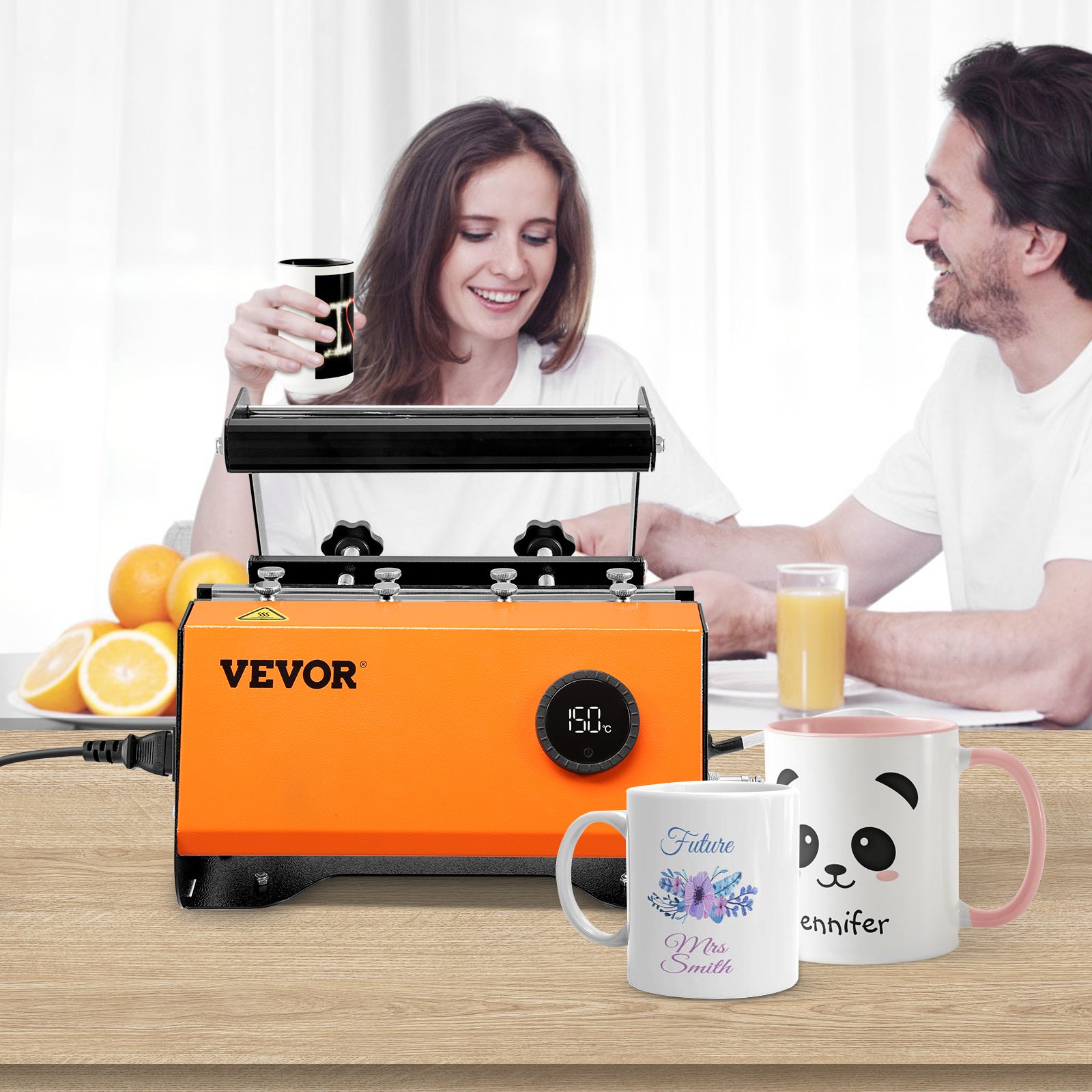VEVOR Prensa Térmica para Tazas 11-30 oz Prensa para Tazas 620W Máquina de Impresión de Transferencia 29,1 x 31,2 x 25,7 cm con Pantalla Táctil Estilo Perilla y Circuito de Seguridad de Doble Control