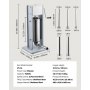 VEVOR Embutidora Manual de Salchichas Capacidad de 5 L, Embutidora Vertical de Mesa de Acero Inoxidable con 5 Tubos de Relleno para Churros Salchichas para Hogar, Cocina, Restaurante, Supermercado