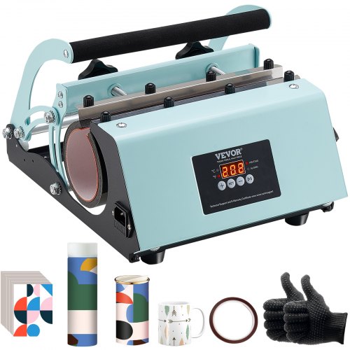 VEVOR - Prensa térmica para vasos, 11-30 oz, calentamiento rápido y uniforme, prensa para vasos con papel de sublimación, cinta y guantes, ajuste de temperatura y tiempo, para vasos, tazas y jarras de sublimación, color verde