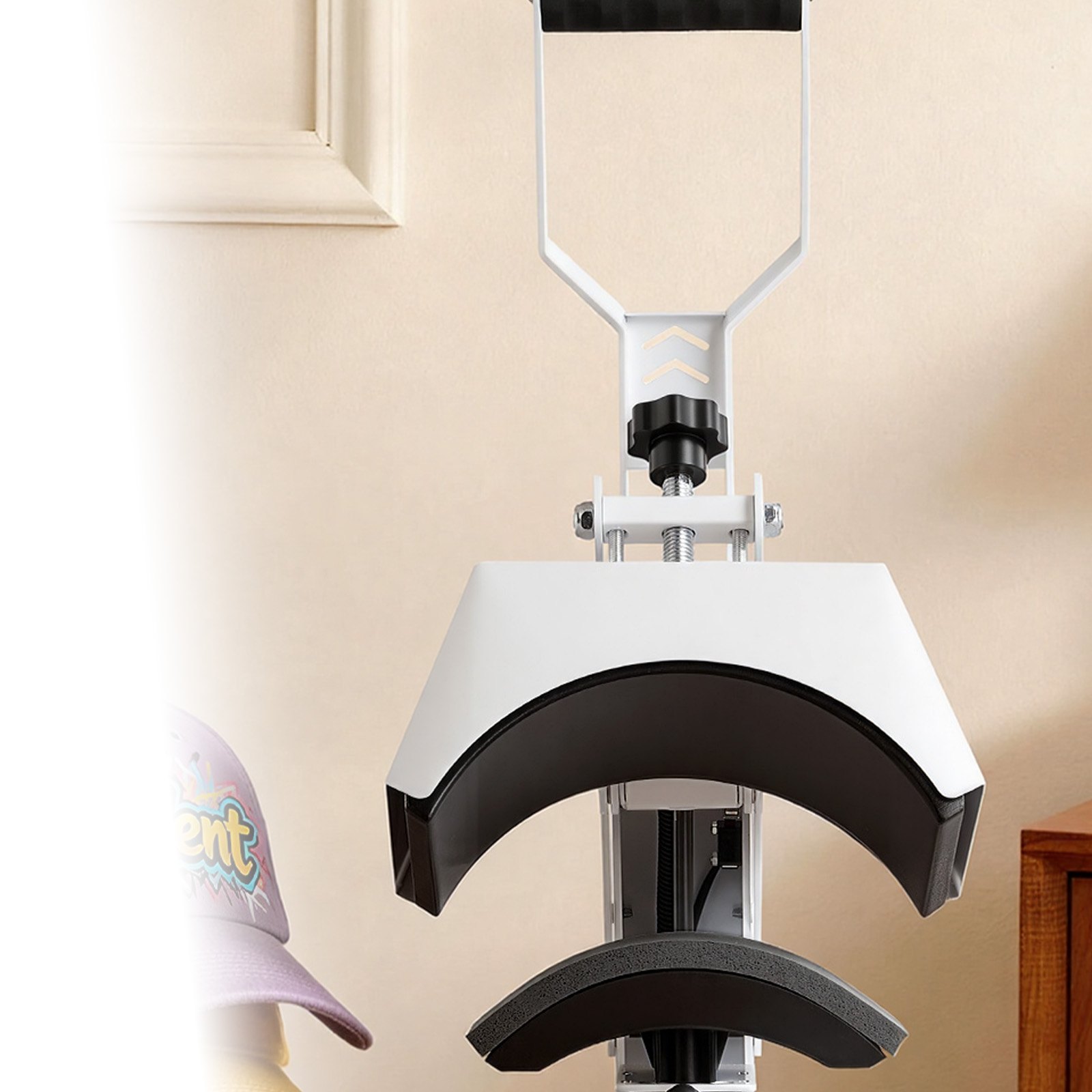 VEVOR Máquina de Prensado Térmico para Gorras 580 W, Prensa Térmica para Gorras con Placa Calefactora, Control Preciso de Temperatura y Tiempo, para Proyectos de Sublimación y Planchado, Blanco
