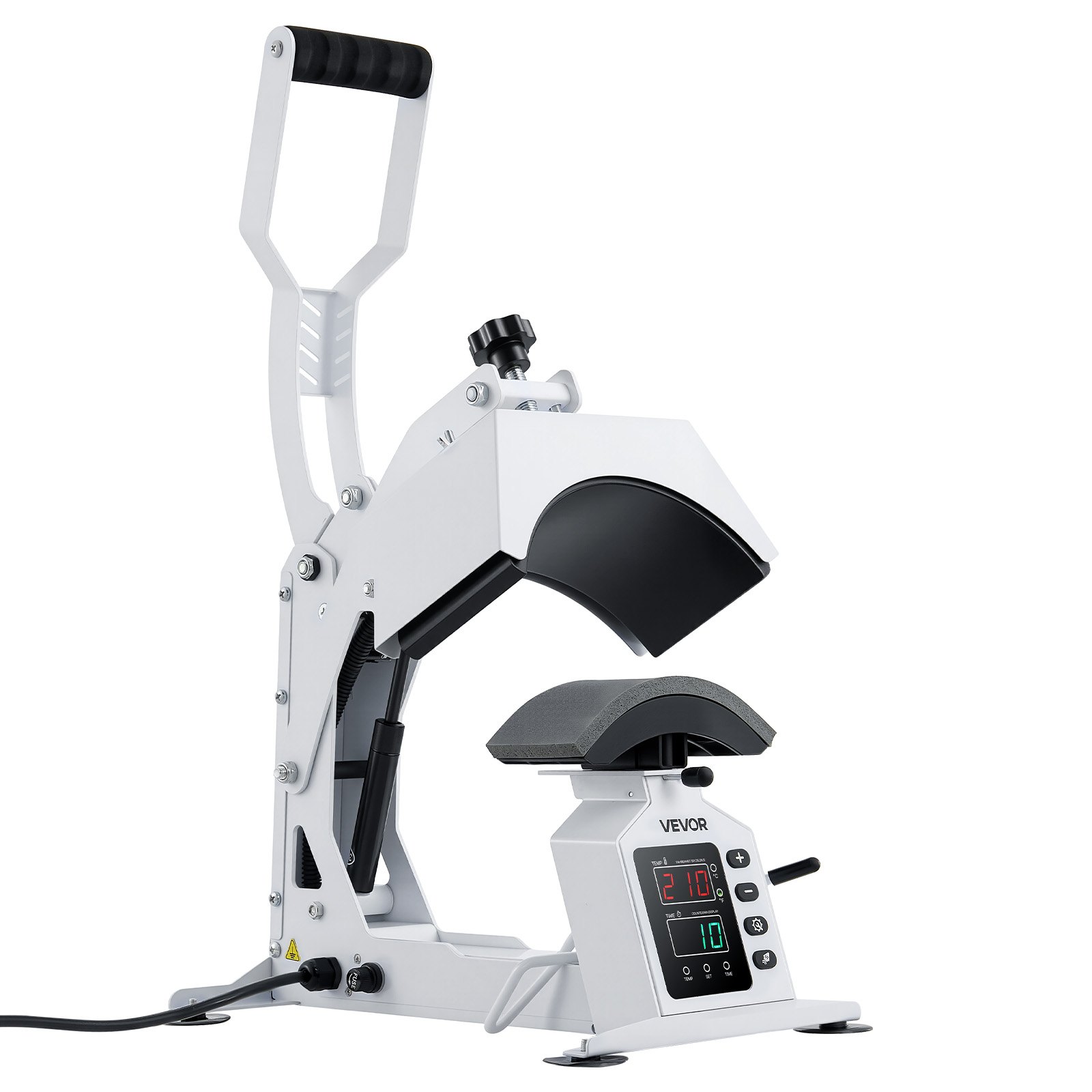 VEVOR Máquina de Prensado Térmico para Gorras 580 W, Prensa Térmica para Gorras con Placa Calefactora, Control Preciso de Temperatura y Tiempo, para Proyectos de Sublimación y Planchado, Blanco