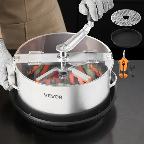 VEVOR Máquina Recortadora de Cuenco de Hojas Manual 305 mm Recortadora de Cuenco de Hoja de Brote con Tapa Transparente y 2 Rejillas de Acero Inoxidable para Recorte en Seco y Húmedo para Cogollos