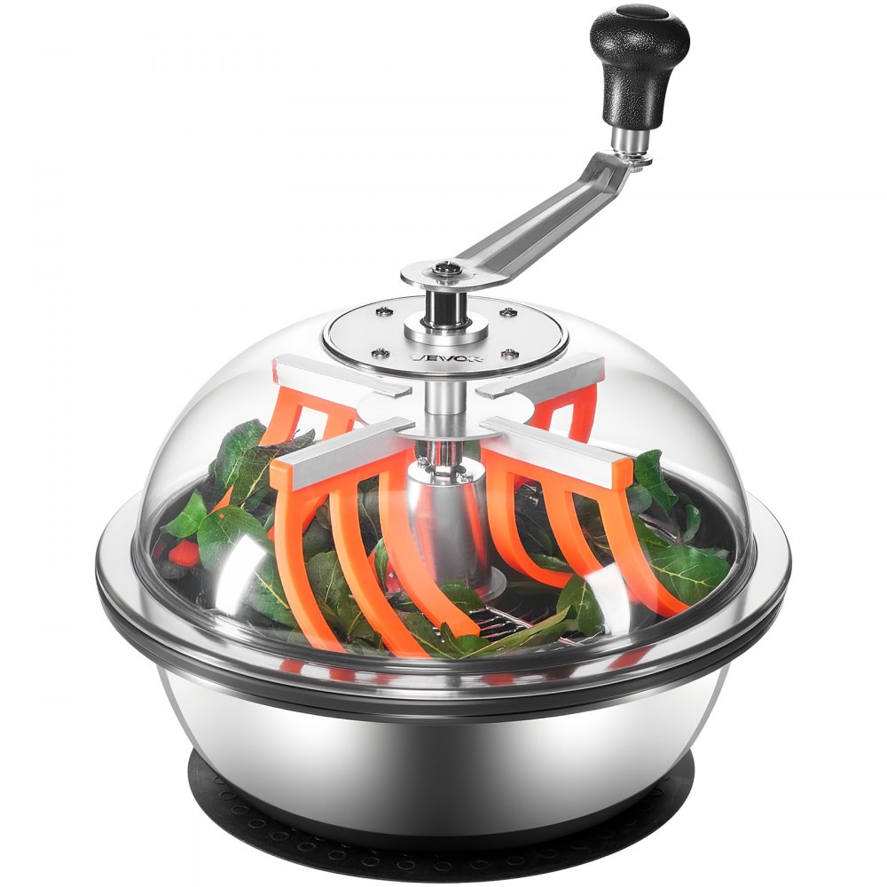 VEVOR Máquina Recortadora de Cuenco de Hojas Manual 330 mm Recortadora de Cuenco de Hoja de Brote con Tapa Transparente y 3 Rejillas de Acero Inoxidable para Brotes de Flores, Hierbas Aromáticas