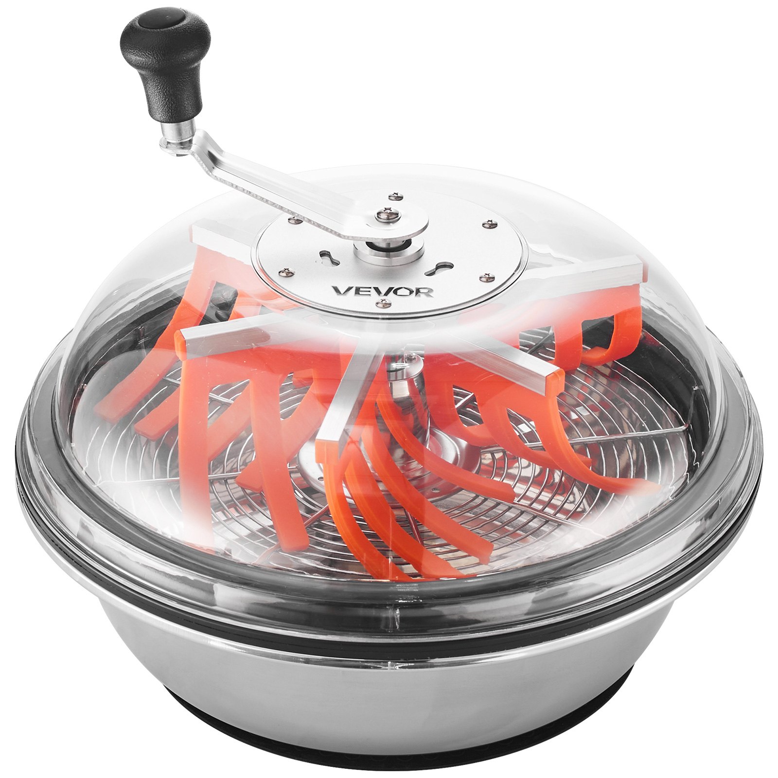 VEVOR Máquina Recortadora de Cuenco de Hojas Manual 420 mm Recortadora de Cuenco de Hoja de Brote con Tapa Transparente y 3 Rejillas de Acero Inoxidable para Brotes de Flores, Hierbas Aromáticas