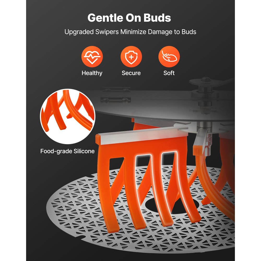 VEVOR Máquina Recortadora de Cuenco de Hojas Manual 370 mm, Recortadora de Cuenco de Hoja de Brote con Tapa Transparente y Rejilla de Acero Inoxidable, Corte Visual, para Cogollos, Brotes, Hierbas