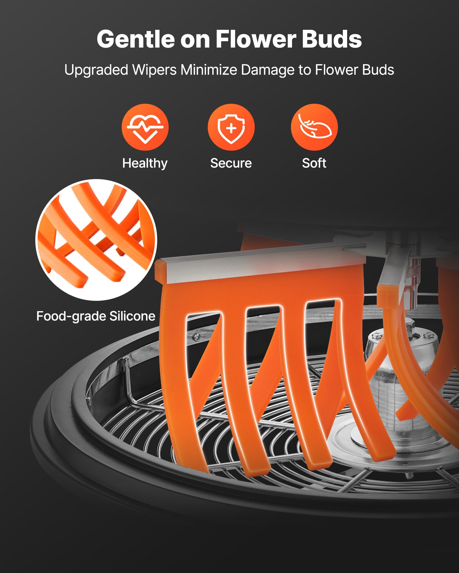 VEVOR Máquina Recortadora de Cuenco de Hojas Manual 600 mm Recortadora de Cuenco de Hoja de Brote con Tapa Transparente y 3 Rejillas de Acero Inoxidable para Brotes de Flores, Hierbas Aromáticas