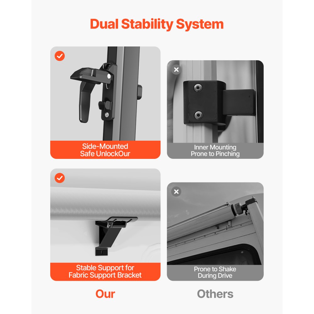 VEVOR Caravan Awning Retractable RV Awning (548.64 cm) Waterproof Motorhome Awning with Aluminum Alloy Frame, Exterior Awning with Black Stand & Black Gradient Fabric