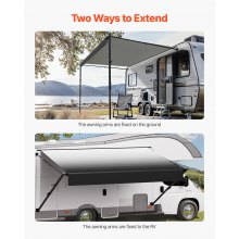 VEVOR Toldo de Repuesto de RV 427 cm Toldo Manual para la Mayoría de RVs, Negro