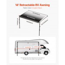 VEVOR Toldo de Repuesto de RV 427 cm Toldo Manual para la Mayoría de RVs, Negro