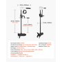 VEVOR Motor Eléctrico de Arrastre 25 kg de Empuje Motor Fuerabordas para Barco Montado en Espejo de Popa 12 V Eje de 76,2 cm 8 Velocidades con Indicador de Batería para Kayaks en Agua Dulce Salada