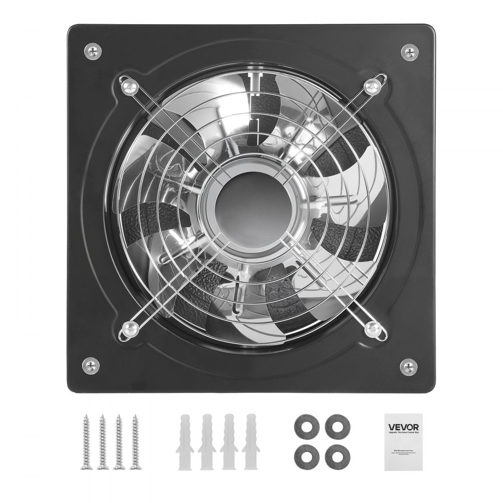 VEVOR Ventilador Extractor de 50 W 1678 m³/h, Extractor de Aire de 254 mm, con Válvula Antirretorno y Control de Velocidad, Montaje para Pared, Ventilación para Garaje Taller Sótano Cocina Baño Ático