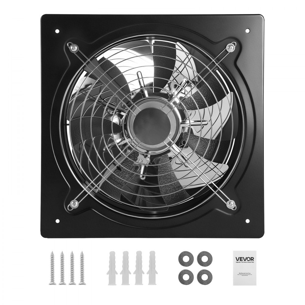 VEVOR Ventilador Extractor de 70 W 2647 m³/h, Extractor de Aire de 305 mm, con Interruptor de Velocidad Válvula contra Retorno, Montaje para Pared, Ventilación para Ático Taller Sótano Garaje Cocina