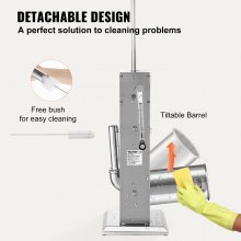 VEVOR Embutidora de Salchichas Vertical de Acero Inoxidable 7 L Manual 4 Tubos