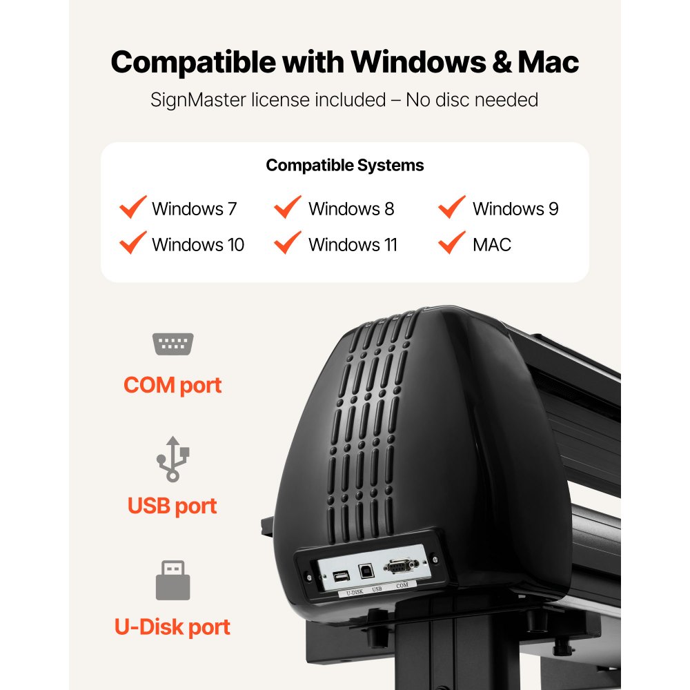 VEVOR Máquina de Corte de Vinilo, con Ancho de Alimentación Máximo de 135 cm, Cuchillas Dobles y Pantalla LED, Windows + MAC, de Plástico ABS y Aleación de Aluminio, 95 W, 1560 x 455 x 1050 mm