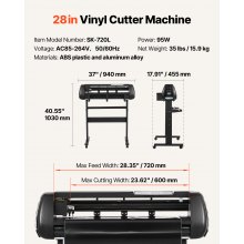 VEVOR Máquina de Corte de Vinilo, con Ancho de Alimentación Máximo de 72 cm, Cuchillas Dobles y Pantalla LED, Compatible con Windows y macOS, para Proyectos de Bricolaje, 940 x 455 x 1030 mm