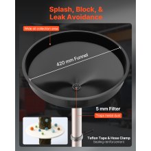VEVOR Tanque de Drenaje de Aceite Usado, Drenaje de Aceite Portátil de Plástico de 68 L con Embudo Ajustable y Ruedas, Drenador de Combustible para Taller de Reparación de Coches, Industria, Rojo