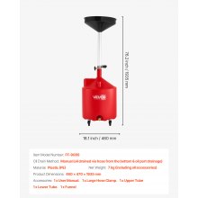 VEVOR Tanque de Drenaje de Aceite Usado, Drenaje de Aceite Portátil de Plástico de 68 L con Embudo Ajustable y Ruedas, Drenador de Combustible para Taller de Reparación de Coches, Industria, Rojo