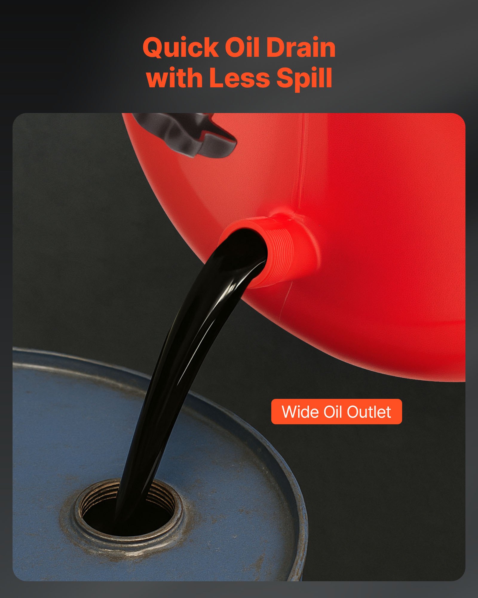 VEVOR 30L Waste Oil Drain Tank, Industrial Fluid Drain Tank with Adjustable Funnel Height, Portable Oil Drainer with Wheels, Fluid Fuel Transfer Drainage for Auto Repair Shops, Garages, Red