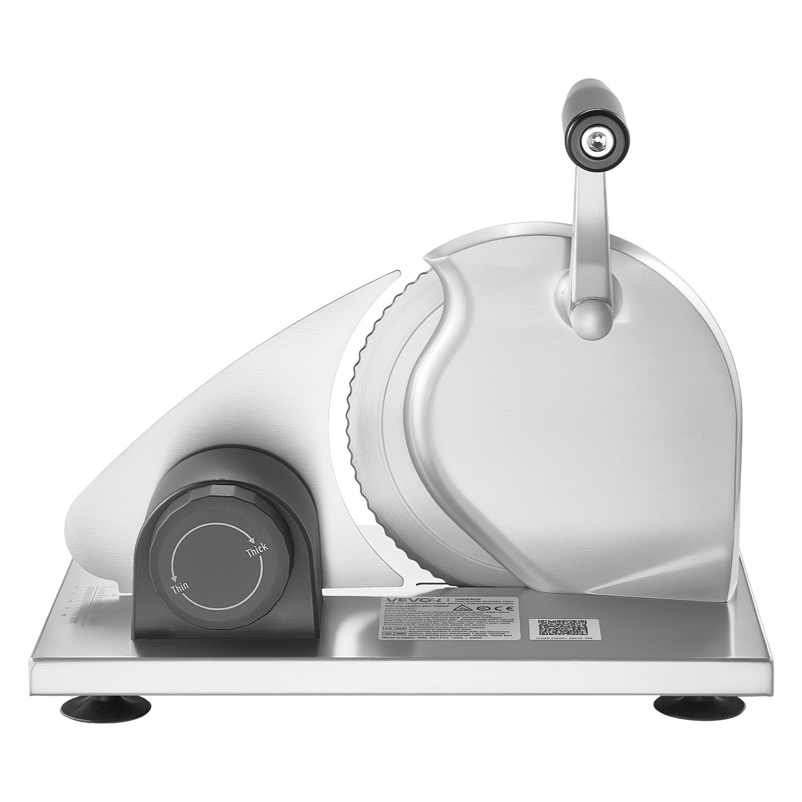 VEVOR Máquina de Cortar Pan Manual Grosor Ajustable de 0 a 15 mm, Rebanadora de Pan con Manivela, Cuchilla de Acero Inoxidable Microdentada, para Cocina, Panadería, Fiestas, 310 x 255 x 190 mm