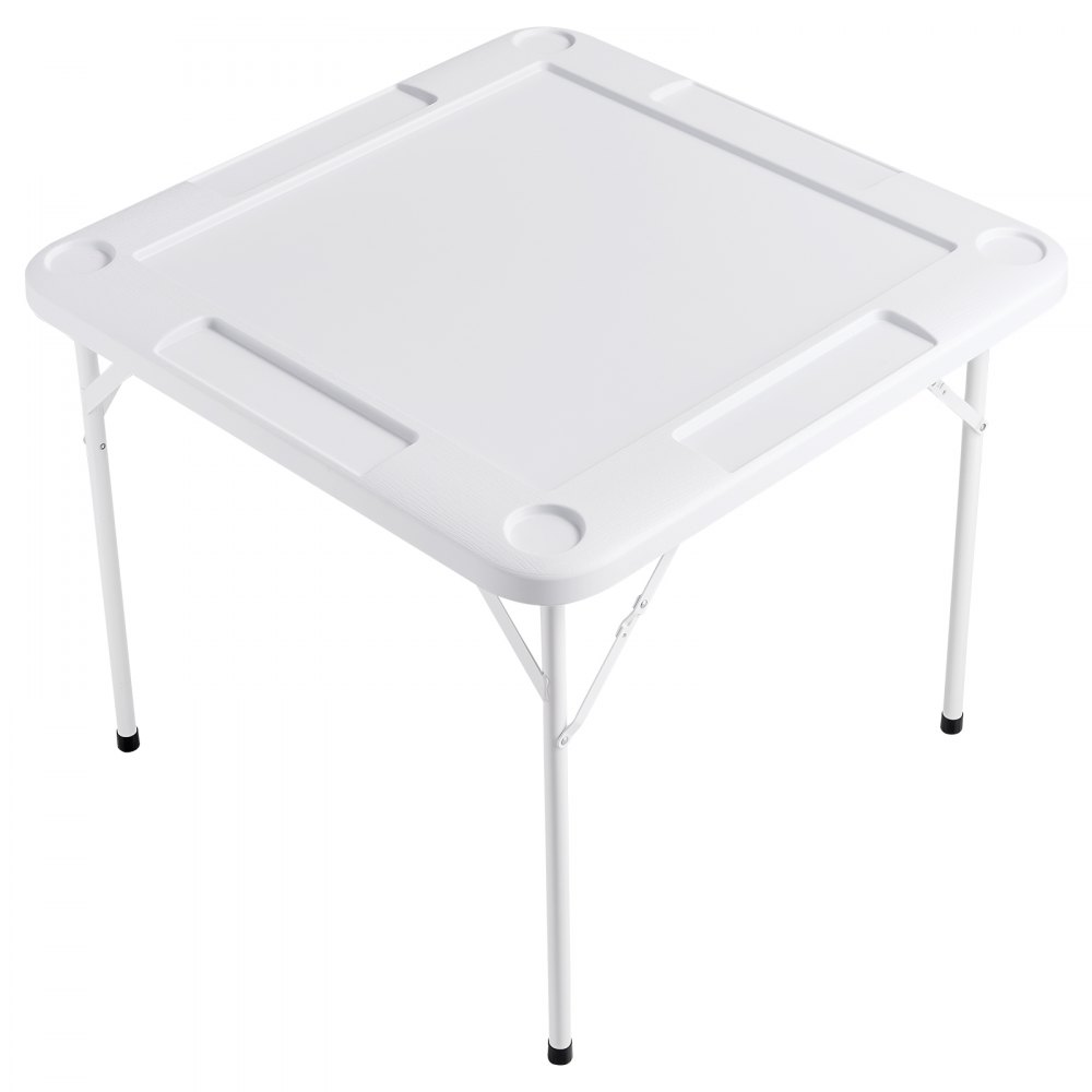 VEVOR Mesa Mahjong, Mesa de Dominó Plegable para 4 Jugadores con Tablero Verde Resistente al Desgaste, Mesa de Cartas Cuadrada Portátil con 4 Portavasos y 4 Bandejas de Fichas, 900 x 900 x 740 mm