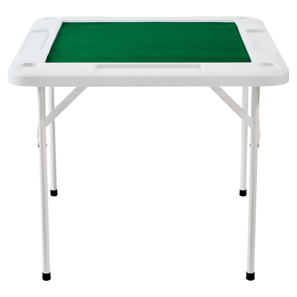 VEVOR Mesa Mahjong, Mesa de Dominó Plegable para 4 Jugadores con Tablero Verde Resistente al Desgaste, Mesa de Cartas Cuadrada Portátil con 4 Portavasos y 4 Bandejas de Fichas, 900 x 900 x 740 mm