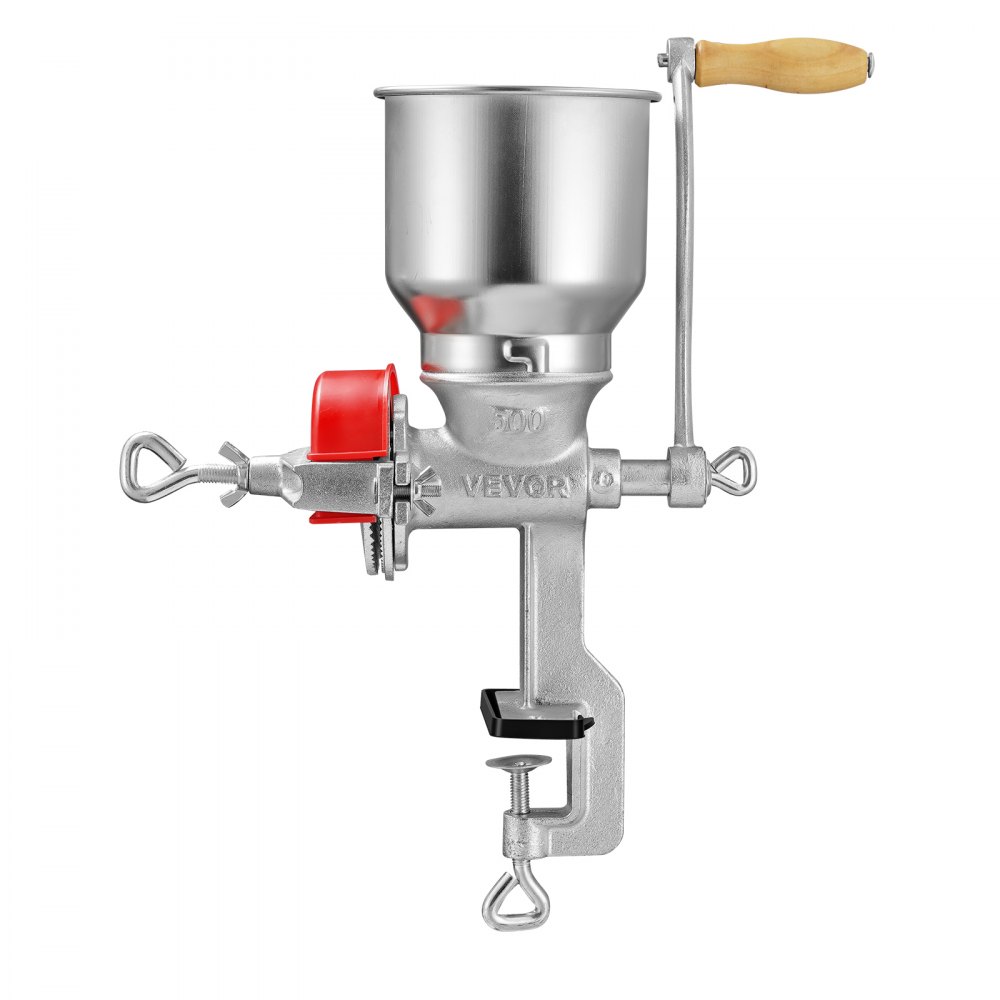 VEVOR Molinillo de Cereales Manual con Tolva Alta de 14 cm y Manivela, Molino de Granos de Hierro Fundido, con Abrazadera de Mesa Estable y Cubierta Antipolvo, para Especias, Café, Nueces, Cereales
