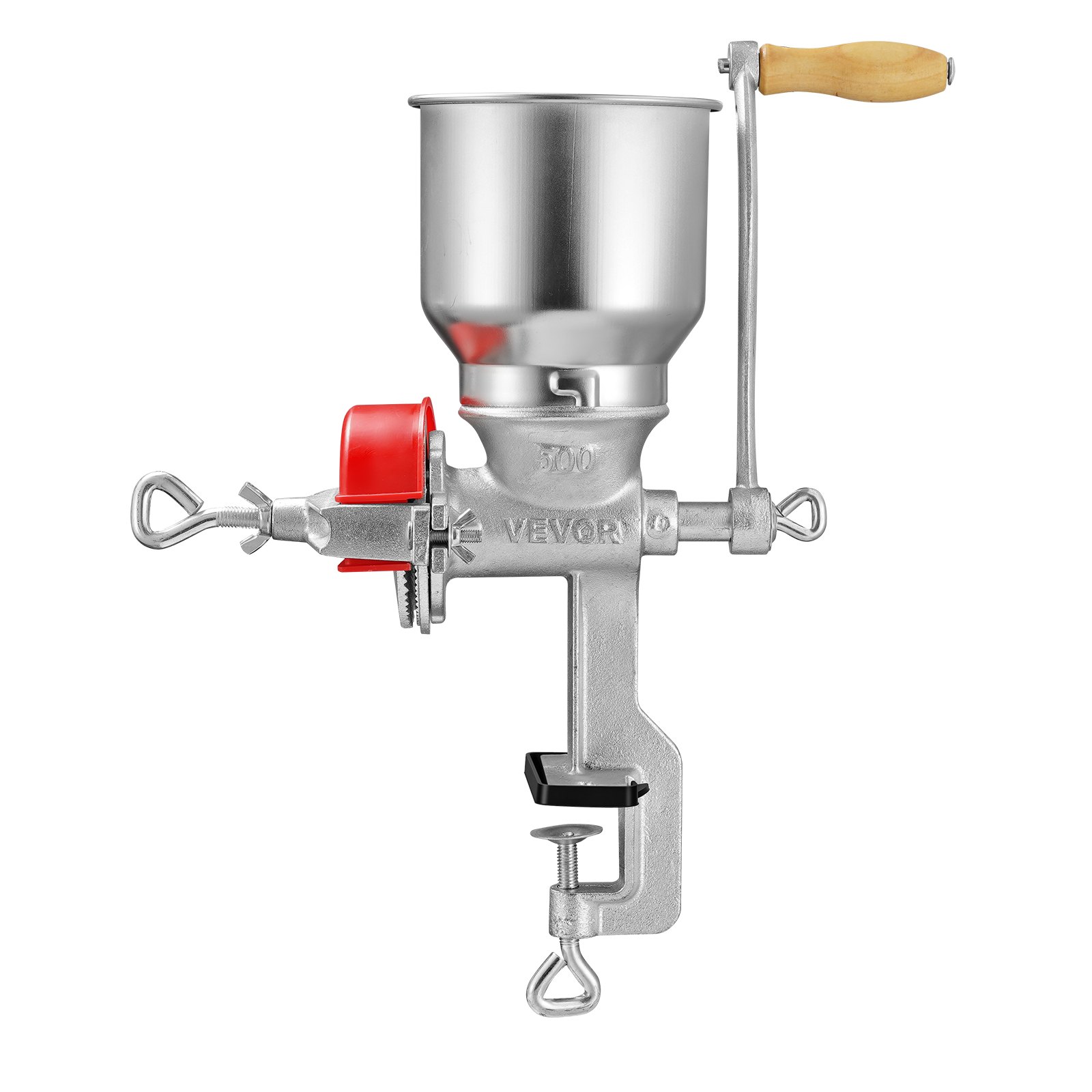 VEVOR Molinillo de Cereales Manual con Tolva Alta de 14 cm y Manivela, Molino de Granos de Hierro Fundido, con Abrazadera de Mesa Estable y Cubierta Antipolvo, para Especias, Café, Nueces, Cereales