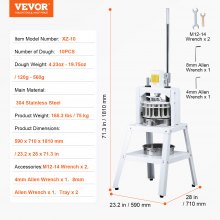 VEVOR Divisor de Masa Manual 10 Piezas Cortador de Masa 120-560 g para Panadería