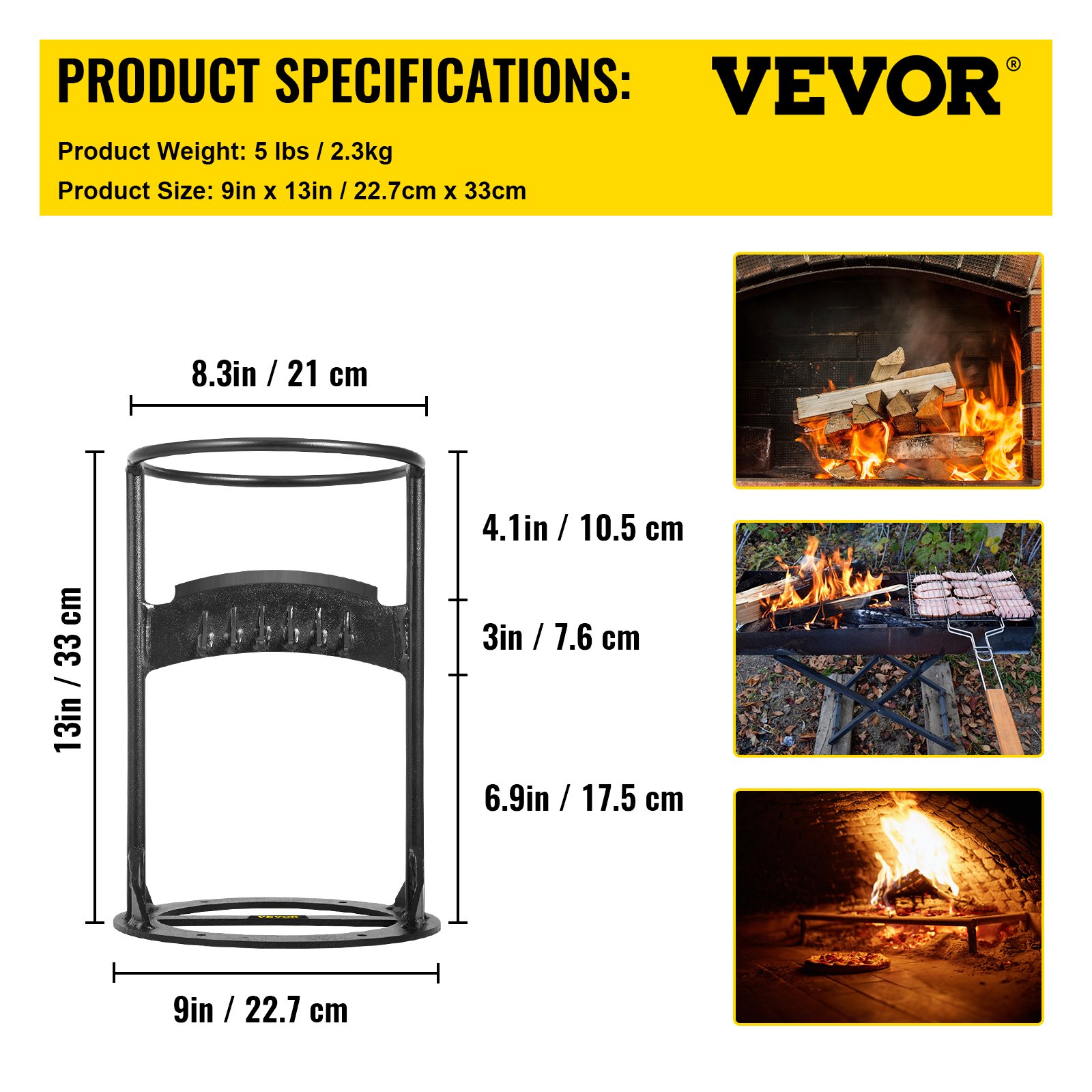 VEVOR Cortador de Leña Manual 22,7 x 21 x 33 cm Partidor de Troncos de Acero