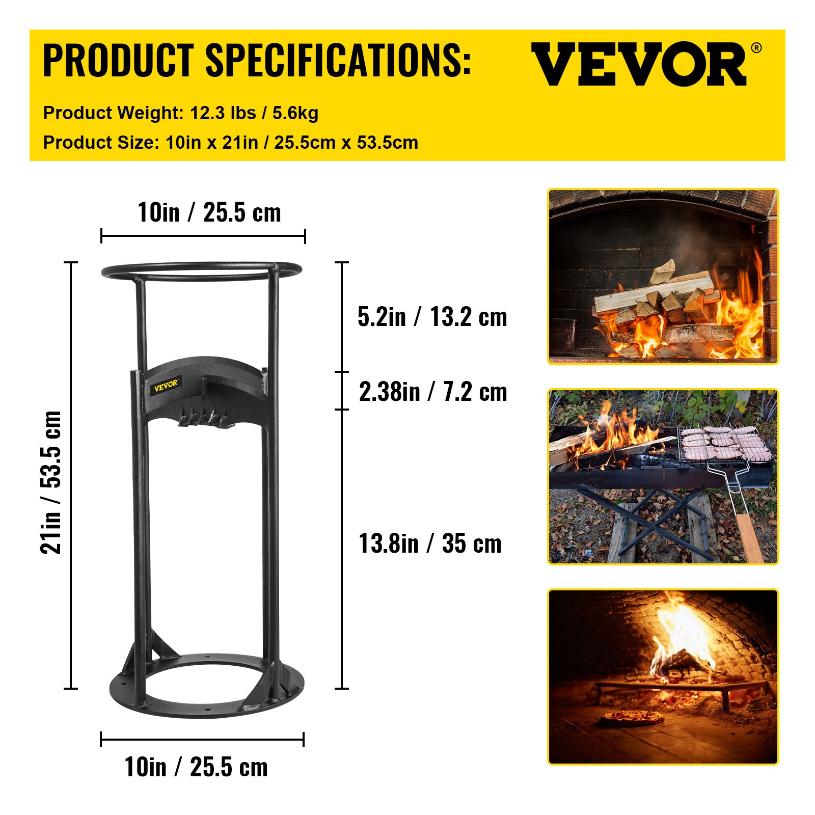 VEVOR Cortador de Leña Manual 25,5 x 25,5 x 53,5 cm Partidor de Troncos de Acero