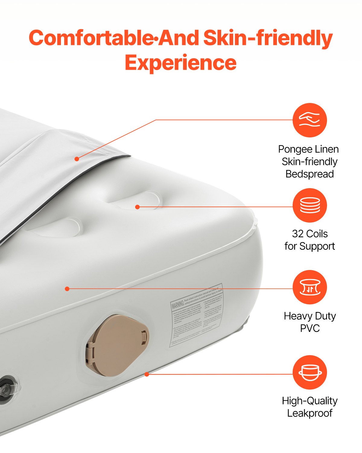 VEVOR Colchón Inflable para 1 Persona con Estructura, Bomba y Estuche de Transporte con Ruedas, Colchón Inflable Manuel Portátil y Plegable que Soporta 136 kg Cama de Aire de Inflado para Acampar