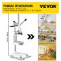 VEVOR Cortador Comercial de Frutas Vegetales con 4 Cuchillas de Acero Inoxidable 1/2" 3/8" 1/4" 8 Rebanadas Astilladora de Patatas Comercial Aleación de Aluminio Cortadora de Patatas Fritas Picadoras