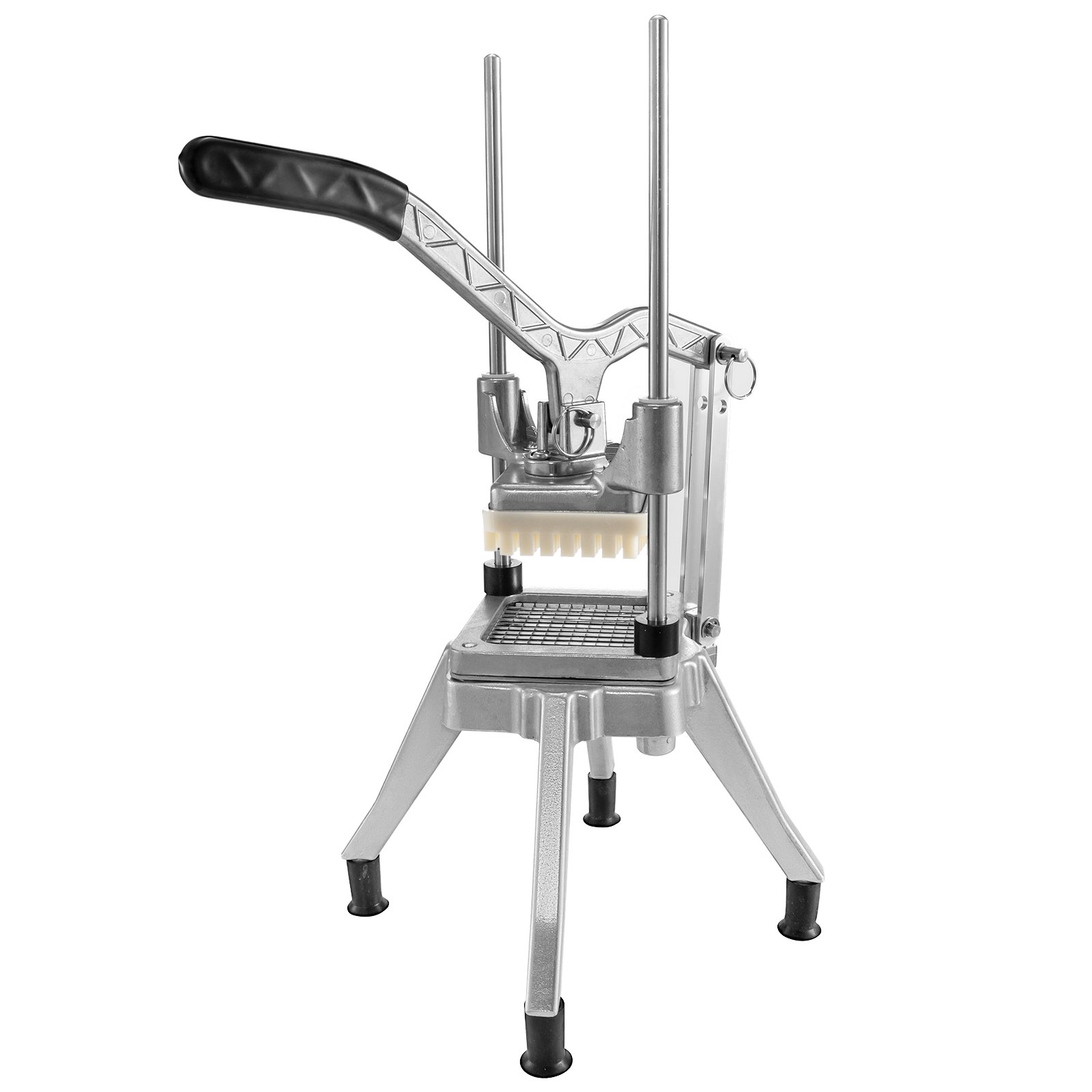 Picadora de verduras comercial VEVOR con estructura de metal resistente y mango negro.