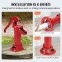 VEVOR Bomba de Agua de Pozo Manual Elevación Máxima de 7,6 m Bomba de Pozo de Hierro Fundido con Mango Ergonómico G1-5/8" Fácil Instalación para Exterior, Hogar, Patio, Jardín, Estanque, Granja, Rojo