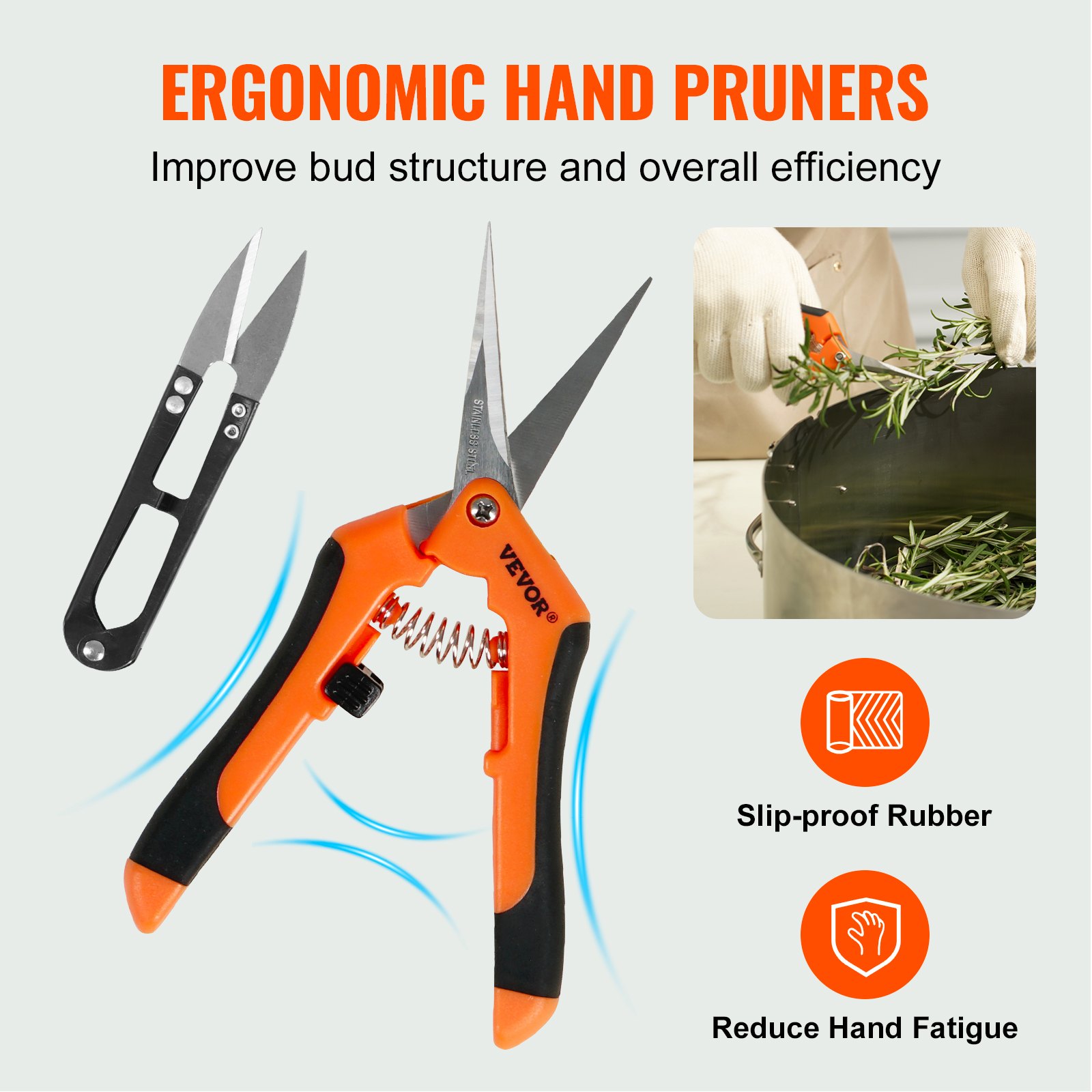 VEVOR Recortadora de Cogollos Manual 39,5 cm con Cuchillas de Acero Inoxidable Peladora con Par de Tijeras Podadora de Mano con Cuchilla Dentada Incluye Cortadora de Hierba Seca Húmeda para Hierbas